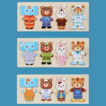 Wooden Animal Dress-Up Career Matching Puzzle Logic Thinking Montessori Educational Toy For Kids - Multicolor - View 11