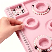 2pcs Pink Bracelet Design Tray - Beading Tool, DIY Bracelet Design Tray, Bracelet Beading Measurement Scale Display Tray, Suitable For Jewelry Beading, Easily Design Bracelet Works - Pink - View 3