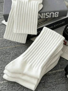 1/2/3/4/5/10/20/30/40/50 Pairs Men's Mid-Calf Socks, White Anti-Odor Moisture-Wicking Breathable Sports Socks, Autumn/Winter - White - View 2