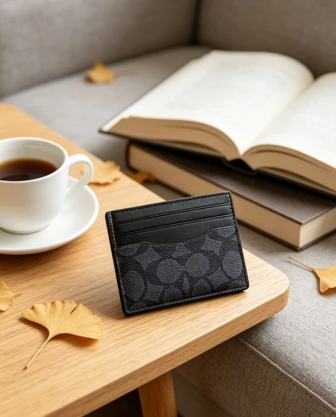 Coach Leather Slim ID Card Case Holder,Front Pocket Wallet FID Blocking Credit Card Holder Card Cases with ID Window for Men Women