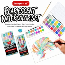 16/28 Colors Pearlescent Watercolor Set. Portable Watercolor Palette Ready To Use. High Transparency And Rich Pigment, Perfect For Sketching, Illustration, Life Drawing And Outdoor Painting. - 1 Set - View 1
