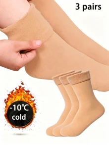 1/3/5 Pairs Women's Mid-Calf Socks, High Elastic Warm Socks, Solid Color Warm Socks, Suitable For Men And Women Daily Wear - Multicolor - View 2