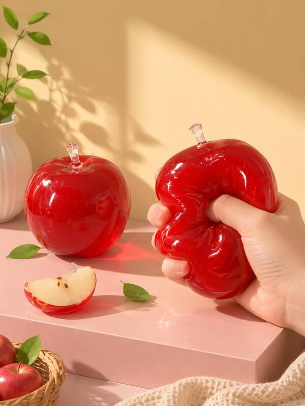 1pc-Glossy Red Apple-Stress Relief Toy-Squeeze Toy-Soft Toy-Squishy Toy-Fidget Toy-Stitch Toys-Travel Toys-Classroom Fidget Toys-Mini Stuff Bath Toys-Christmas Stationery Stress Ball-Birthday Gift-Perfect Gift-Gift-Toys-Games