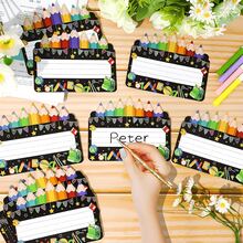 36pcs Back To School Pencil Pattern Label Stickers, Student Name Stickers, Suitable For Classroom, Teacher Supplies And Teacher-Specific Stickers, Identification Stickers, Perfect Gift For Back To School Season. - A - View 2