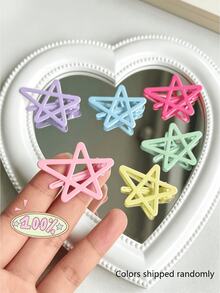 12入多巴胺實心鏤空星星髮夾，甜美瀏海與側髮飾品，波點設計髮夾 - 彩色 - 查看 3