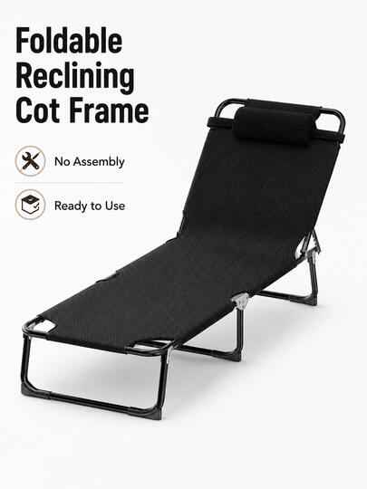 1pc 176x55.8x27cm Durable Outdoor Folding Lounge Chair With Headrest, 2026 Latest Lightweight Portable Lounge Chair, Oxford Fabric, Sturdy Metal Frame, Suitable For Beach, Patio, Poolside, Camping, Garden Leisure, Summer Travel, Backyard, July 4th