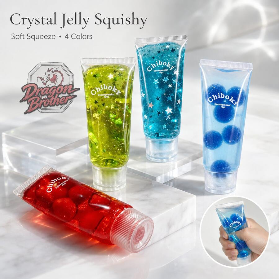 Crystal Jelly Tube Squeeze Stress Relief Toy, 4-Color Ice Cream Texture Soft Squeeze Toy, Suitable For Adult Women, Soft Stress Relief Emotional Release Fingertip Toy, Birthday Gift, Fun Stress Relief Gift