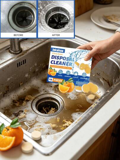 Jakehoe Citrus Scented Drain Cleaning Tablets, Household Kitchen Sink Pipe Unclogging And Cleaning Product, Rapidly Generates Dense Foam Upon Contact With Water, Deeply Penetrates Pipe Crevices To Dissolve Food Residue, Oil Stains And Accumulated Dirt. Unclogs Blockages And Standing Water, Effectively Removes Pipe Odors And Moldy Smells, Long-Lasting Fresh Citrus Fragrance. Gentle Formula Does Not Damage Drainage Pipes, Deep Cleans And Forms A Protective Layer To Reduce Dirt Adhesion, Suitable For Dishwashing Sinks, Washbasins And Various Drainage Pipes, Regular Use Easily Unclogs And Prevents Blockages, One-Step Household Pipe Cleaning And Deodorization.