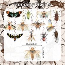 1Set Insect Swirl Decorations - Realistic Paper Spiral Hanging Decor For Ceilings & Walls, Perfect For Birthday Parties & Events, Featuring Ants, Bees, Moths & More - Insect Banner Spiral Set Single Spiral - View 3