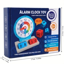Mainan Jam Alarm Kayu untuk Belajar bagi Anak Usia 3+, Jam Belajar Membaca Waktu 24 Jam dengan Balok Angka & Kartu Flash, Mainan Edukasi Manajemen Waktu & Rutinitas Harian Montessori untuk Anak Usia 3+, Hadiah untuk Anak Laki-laki dan Perempuan - MultiWarna - View 7