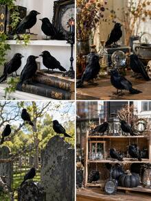 Halloween Black Crow Decor: 5ft Realistic Feather Crow Statue, Perfect For Witch Theme Decor, Haunted House, Halloween Party And Spooky Home And Garden Decoration - Multicolor - View 8