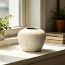 Retro Rustic Solid-Color Ceramic Vases For Home Decor. Matte Artistic Pottery Ornaments, Dual-Purpose For Dried Flowers And Hydroponic Plants. Great For Entry Tables And Sideboards. This Ceramic Vase Set Suits Weddings, Receptions, Home Decor - A - View 2