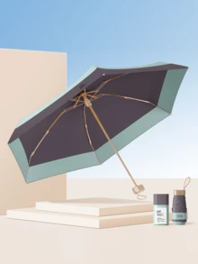 1pc 5-Fold Compact Umbrella, Dual Rain & Sun Use, Ultra-Light Pocket Parasol For Men Women, Gift For Mother's Day, Travel & Outdoor - Multicolor - View 14