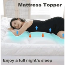 Extra Deep 4cm Mattress Topper – Luxury Quilted Hotel-Quality Mattress Pad, Ultra Soft & Fluffy, Breathable Box-Stitched Design With Strong Elastic Corner Straps, Machine Washable - White - View 3