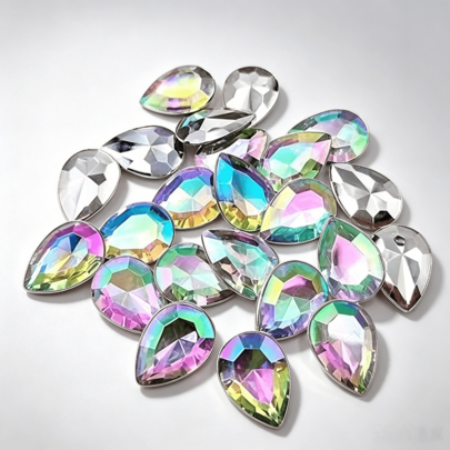 100pcs 10*14mm AB Color Teardrop Rhinestones, Asymmetrical Crystal Stones, DIY Phone Case Jewelry Accessories, Clothing Shoes Bag Decoration