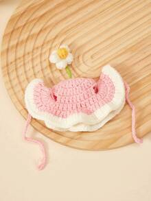 1pc Handmade Knitted Pet Hat, Dog/Cat/Frog Shape, Polyester Fiber Material, Fun Party Costume Headwear, Suitable For Small Cats - Multicolor - View 7