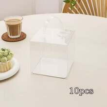 10pcs Transparent Plastic Cake Boxes, 3/4/5 Inch Handheld Party Packaging, PET Material, With Lock, Suitable For Cakes, Chocolates, Donuts, Pastries, Cubes, Christmas, Halloween, Easter, Thanksgiving - Multicolor - View 14