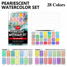 16/28 Colors Pearlescent Watercolor Set. Portable Watercolor Palette Ready To Use. High Transparency And Rich Pigment, Perfect For Sketching, Illustration, Life Drawing And Outdoor Painting. - 1 Set - View 13