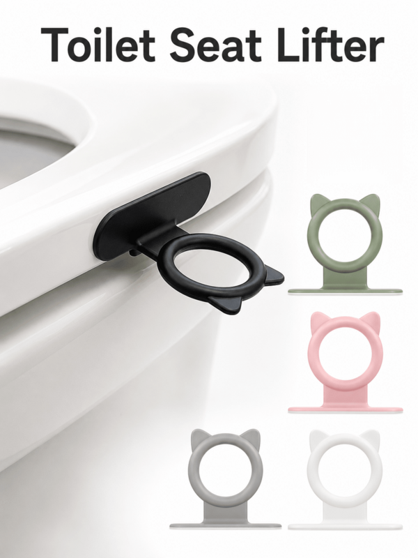 2/3/4/6pcs Cat Shape Toilet Seat Lifter, Self-Adhesive Toilet Lid Handle, Touch-Free Toilet Cover Opener, No-Drill Hygienic Bathroom Accessory