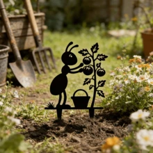 1pc Ant Garden Stakes, Black Metal Garden Decor, Cute Insect Silhouette Yard Art Stakes For Lawn, Patio, Flower Bed, Backyard & Outdoor Garden Decoration - Ant Shape - View 9