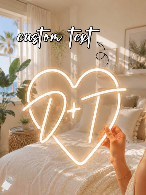 Customized Personalized Name Wedding Neon Lights/LED Neon Lights/USB Power Adjustable Dimming/Wall Decoration/High Aesthetic Hanging Lights, Suitable For Background, Engagement, Party, Anniversary Celebration, Home Party Atmosphere Decoration