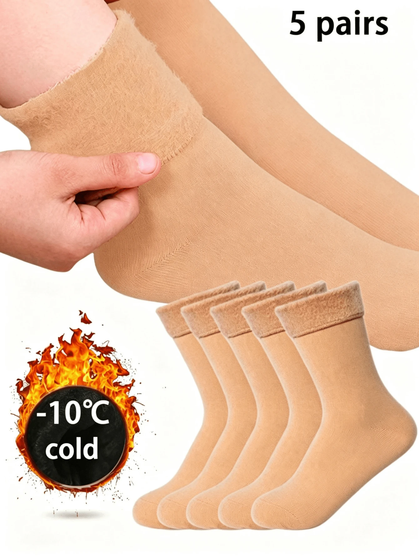 1/3/5 Pairs Women's Mid-Calf Socks, High Elastic Warm Socks, Solid Color Warm Socks, Suitable For Men And Women Daily Wear - Multicolor - View 1