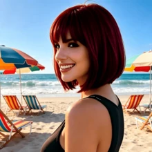 Wig Bob Burgundy 12 Inci untuk Wanita dengan Poni Lurus, Rambut Pendek Lembut Alami, Cocok untuk Semua Warna Kulit, Perjalanan Sehari-hari, Fotografi, dan Halloween. - Burgundy - View 4