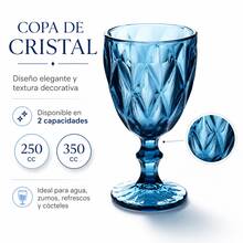 U HOME - Set 6 Copas De Vidrio Labrado Vintage - Azul - Ver 2