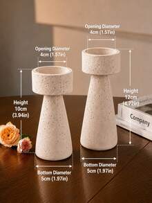 1pc Geometric Candle Holder, Modern Minimalist Design, Suitable For Home Desktop Decor - Tall and Short Columns - View 4