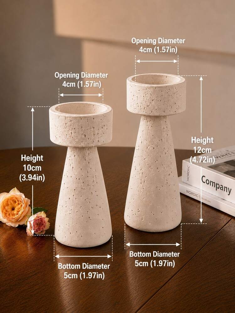 1pc Geometric Candle Holder, Modern Minimalist Design, Suitable For Home Desktop Decor - Tall and Short Columns - View 4