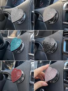 閃亮汽車引擎啟動按鈕蓋，心形水晶水鑽一鍵啟動按鈕裝飾，閃耀鑽石點火開關蓋，通用汽車內飾配件裝飾，適合女性與女孩，防刮易貼 - A - 查看 5