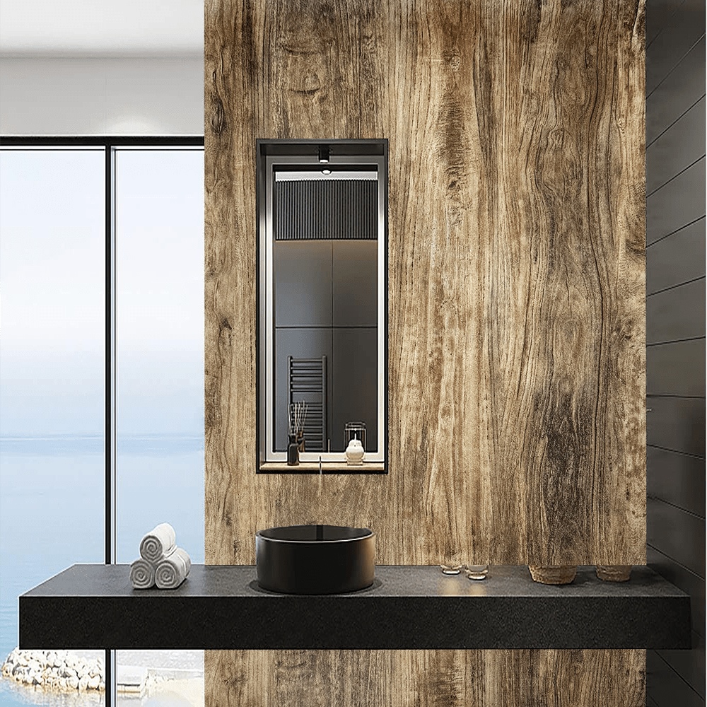 1 Roll Vintage Brown Wood Grain Sticker, Suitable For Cabinets And Drawers, Wood Grain Pattern, Peel And Stick, Can Be Used As Furniture Table Frame Lining, Self-Adhesive Wallpaper, Vinyl Waterproof, Easy To Install/Clean, Home Decor Paper