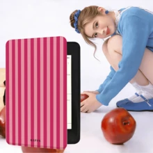 GIIPPA 1件粉色條紋Kindle保護殼附手提帶，適合情人節/聖誕節送給愛書人的禮物，自動喚醒/睡眠電子閱讀器保護套，相容Kindle Paperwhite 5/6/7/10/11/12、Kindle Colorsoft 1st Gen、Basic Kindle 8/10/11 所有Kids Edition與Signature Edition - 彩色 - 查看 6
