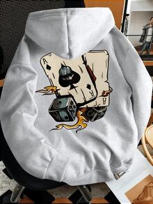 Sudadera de moda para hombre con estampado de cartas de póker - Blanco - Ver 10