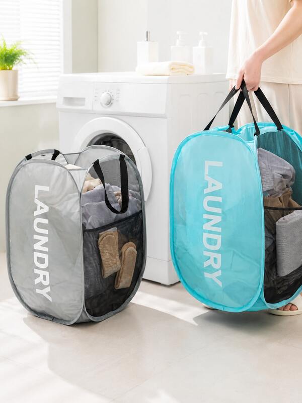 1pc Foldable Dirty Laundry Basket, Clothes Storage Basket, Laundry Hamper, Bathroom Dirty Clothes Storage Basket, New Laundry Basket, Foldable Pop-Up Mesh Basket, Laundry Basket With Handle, Laundry Basket, Laundry Basket, Bathroom Storage Basket, Basket, Storage Basket, Foldable Laundry Basket