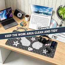 Korean Ins Japanese Anime Full Screen Floral Pink Rabbit Bear Horse Lace Y2K Girl PU Leather Mouse Pad, Office Study Desk Waterproof Tablecloth, Computer Keyboard Gaming Mouse Pad Desk Mat - View 3