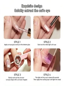 Halo Cat Eye Nail Magnet Ring Magnetic Tool With Handle For Cat Eye Gel Polish DIY Nail Art Manicure Tools,Pink Black Purple Color Handle Circle Cat's Eye Magnetic Tools - Multicolor - View 7