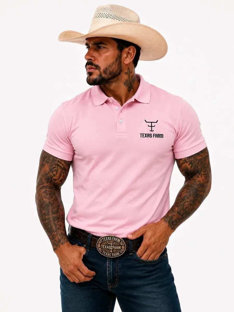 MHP Country Peão Premium Texas Men's Polo Shirt - 粉色 - 查看 1