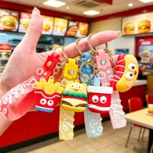 1 pieza Llavero colgante creativo divertido y lindo con forma de comida hamburguesa papas fritas perro caliente, accesorio divertido diario para ropa, bolsos y llaves de coche, adecuado para amantes de la comida, regalos de fiesta de vacaciones, regalos de graduación - Multicolor - Ver 3