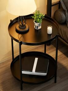1pc Metal Frame Tray Table, Small Round Table, Sturdy And Durable, Movable, Easy To Clean, Small Side Table For Bay Windows And Small Living Rooms, Tea Table Beside Sofas, Minimalist Side Table, Modern Small Corner Table - Multiple Specifications - View 1