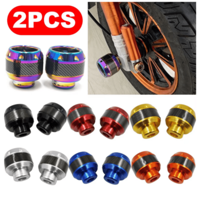 2pcs Motorcycle Anti-Fall Cups, Black Titanium Carbon Fiber Motorcycle Frame Anti-Fall Balls, Front Fork Cup Anti-Fall Protectors, Suitable For Motorcycles And Scooters, Motorcycle Fixing Accessories