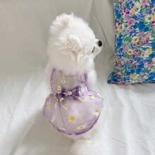 1pc Pet Daisy Mesh Tank Dress, Cute Vest Clothing For Cats And Dogs, Spring Summer Autumn - Multicolor - View 12