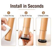 8/16/24 Piece Chair Leg Cover, Circular Transparent Black Chair Leg Protector - Reduces Noise, Transparent Furniture Cushion, Fashionable, Used For Home Decoration, Anti Slip Hardwood Floor Furniture Cushion, Effectively Reduces Floor Scratches - Multicolor - View 5