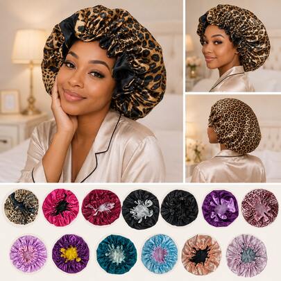 Women's Reversible Satin Sleep Cap, Double-Layer Silky Hairband, Suitable For Curly Hair, Anti-Frizz Overnight Hair Care Cap