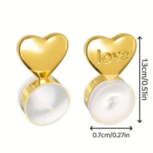 4/8/20件裝心形雙面耳環,刻有LOVE設計,舒適矽膠耳塞,時尚女士日常佩戴 - 多色 - 查看 5