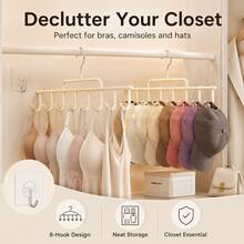 2pcs Set 8-Hook Closet Storage Rack, Space-Saving Clothes And Hat Organizer, With Adhesive Wall Hooks, Multi-Purpose Closet Storage, Can Store Hats, Bras, Scarves, Belts And Accessories. - View 4