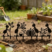 1pc Ant Garden Stakes, Black Metal Garden Decor, Cute Insect Silhouette Yard Art Stakes For Lawn, Patio, Flower Bed, Backyard & Outdoor Garden Decoration - Ant Shape - View 7