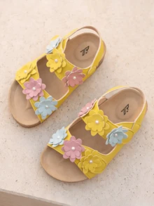 2026 Girls Floral Sandals - Macaron Color 3D Layered Floral Decor Girls Shoes - Suitable For Daily And Other Occasions! - Yellow - View 7