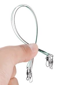 50pcs Steel Fishing Leader With Swivel And Anti-Bite Green Lure, Anti-Bite Wire Leader - A - View 6
