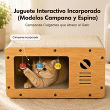 Casa para Gatos Multifuncional com Riscador Integrado, Cama Aconchegante para Descansar e Brincar, com Campainha Pendurada que Entretem o seu Animal, Protege seus Moveis e Sofas enquanto o Gato Brinca e se Exercita em Casa, Design Pratico e Divertido para o Lar - L - Ver 5